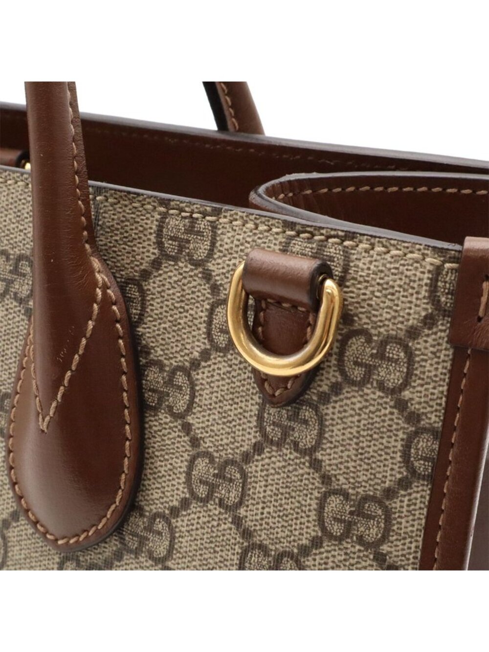 Gucci GG Small Tote Supreme 2-Way Shoulder Bag Crossbody Ivory Brown - Picture 6 of 9